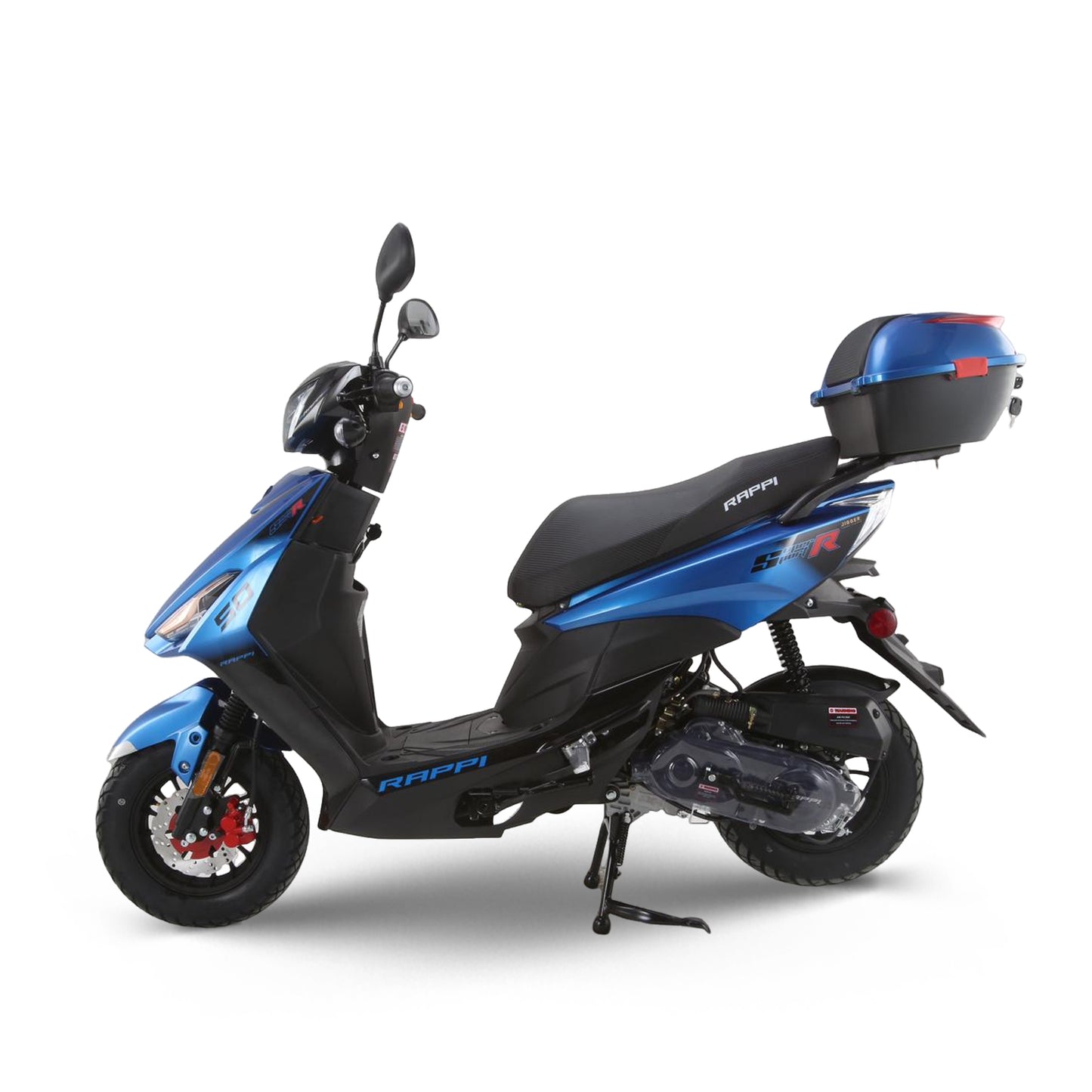 RAPPI RSS-50 Blue Street Legal Scooter 50-49cc Equipped With Rear Storage Trunk, Four Stroke, Cylinder, CVT