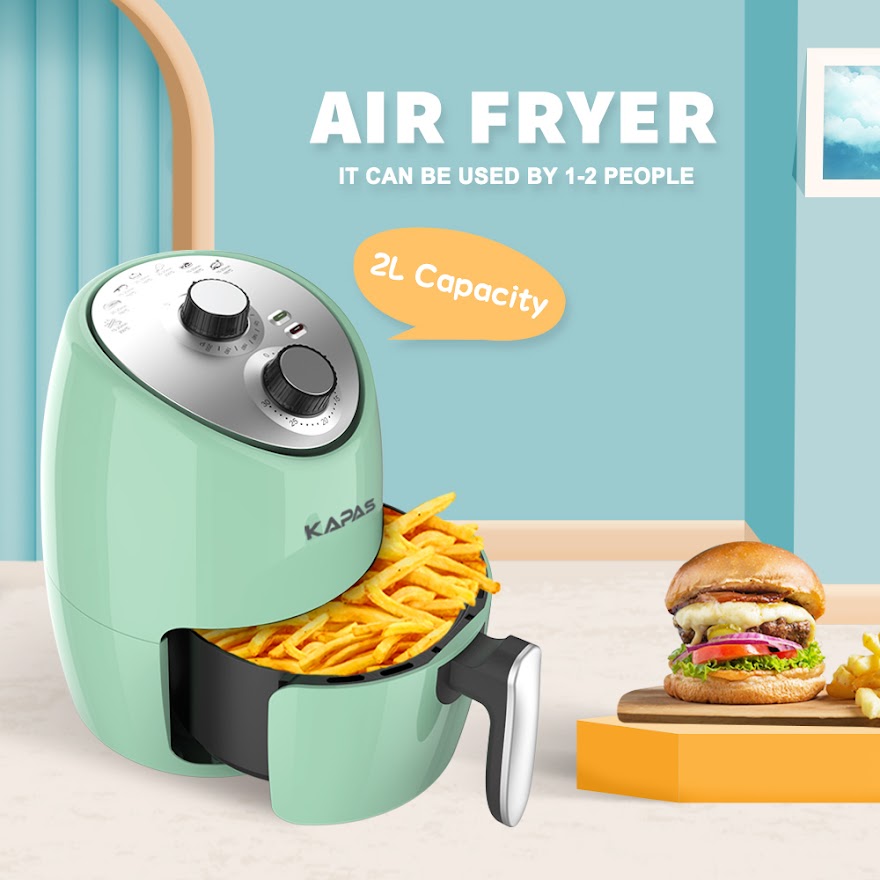 Air Fryer Oven Cooker with Knob Control, 2 Capacity , Recipe Guide