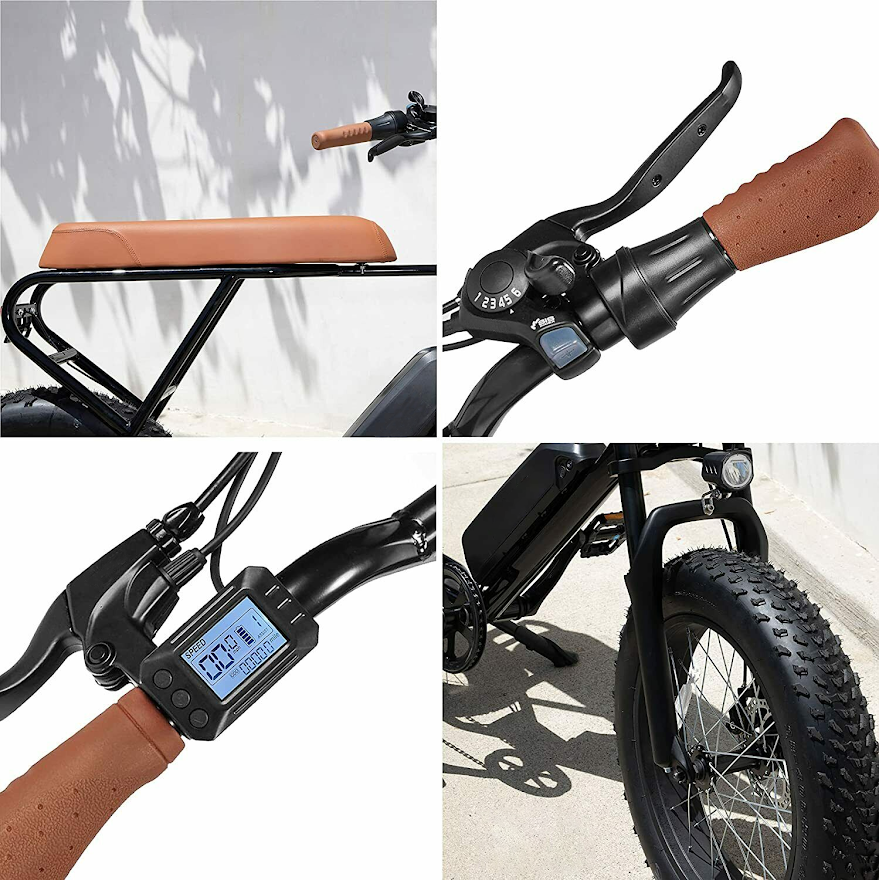 Mini Swell E-Bike, 4-Inch Wide Tires, Shimano 6-Speed, Speed Monitor, 3 Model Assistant, Feet Free, Battery Locker