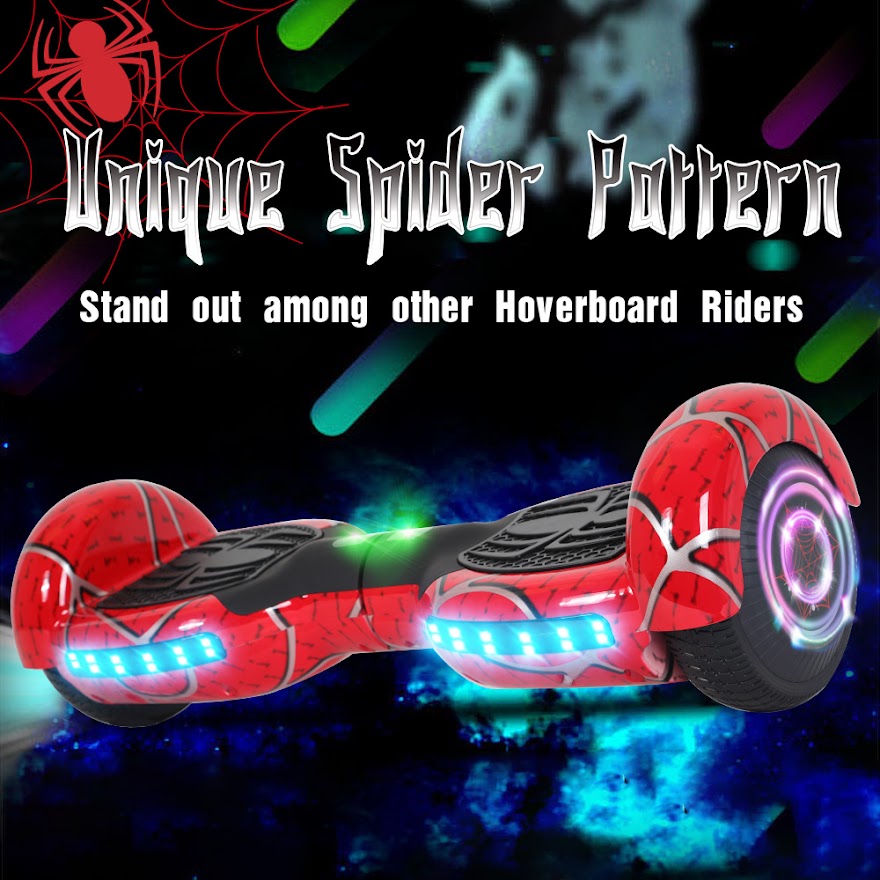 Spider Hoverboard Self Balancing Scooter 6.5" Two-Wheel Hoverboards with Bluetooth Speaker and LED Lights Electric Scooter for Kids and Adult