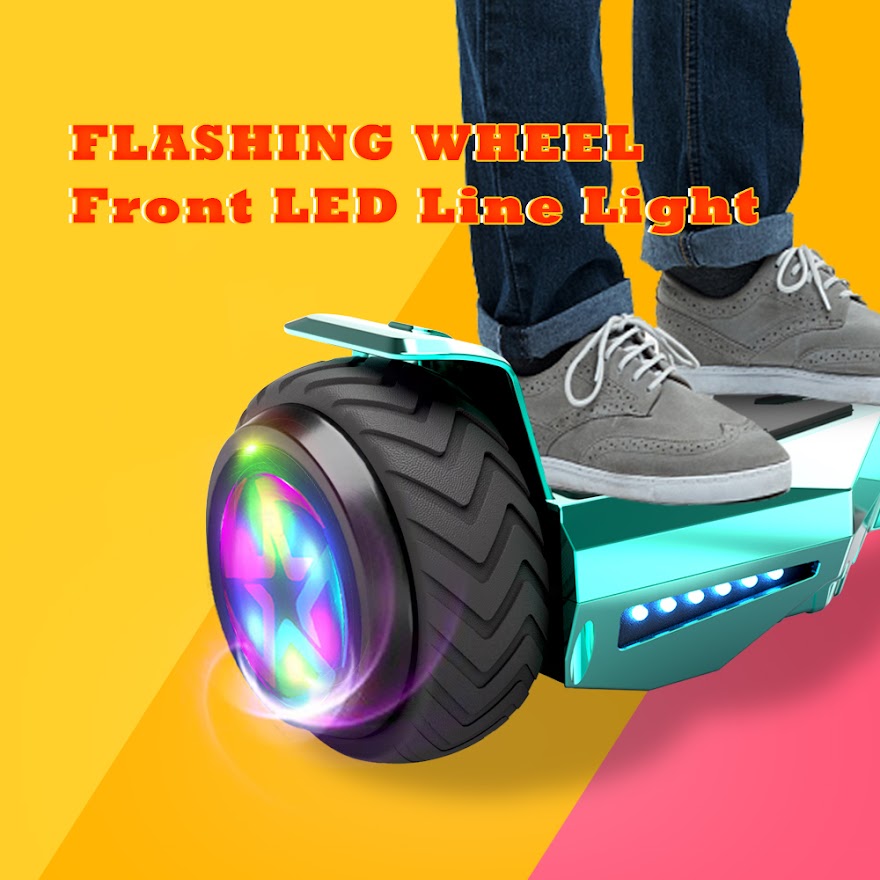 H-Warrior Hoverboard with LED Wheels, Bluetooth Speaker | Chrome Turquoise