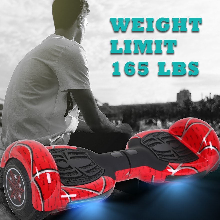Spider Hoverboard Self Balancing Scooter 6.5" Two-Wheel Hoverboards with Bluetooth Speaker and LED Lights Electric Scooter for Kids and Adult