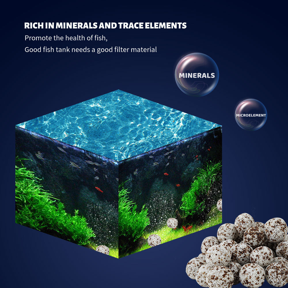Aquarium Filter Media Porous Balls (Net Weight 5.5 lbs) Grey - 3DS Ceramic, 2 Bags/Pack