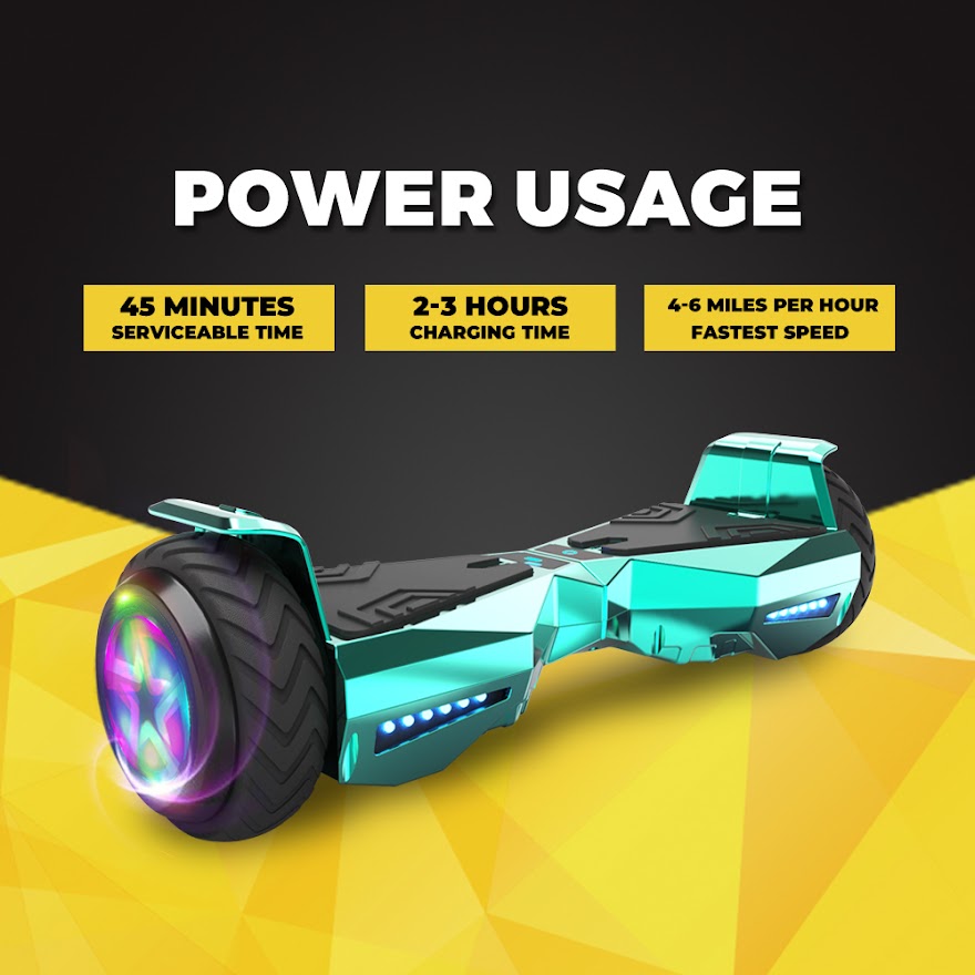 H-Warrior Hoverboard with LED Wheels, Bluetooth Speaker | Chrome Turquoise