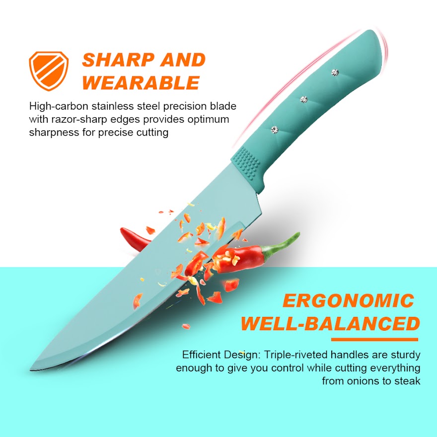 6 Pieces Ceramic Knife Set with Knife Block Holder