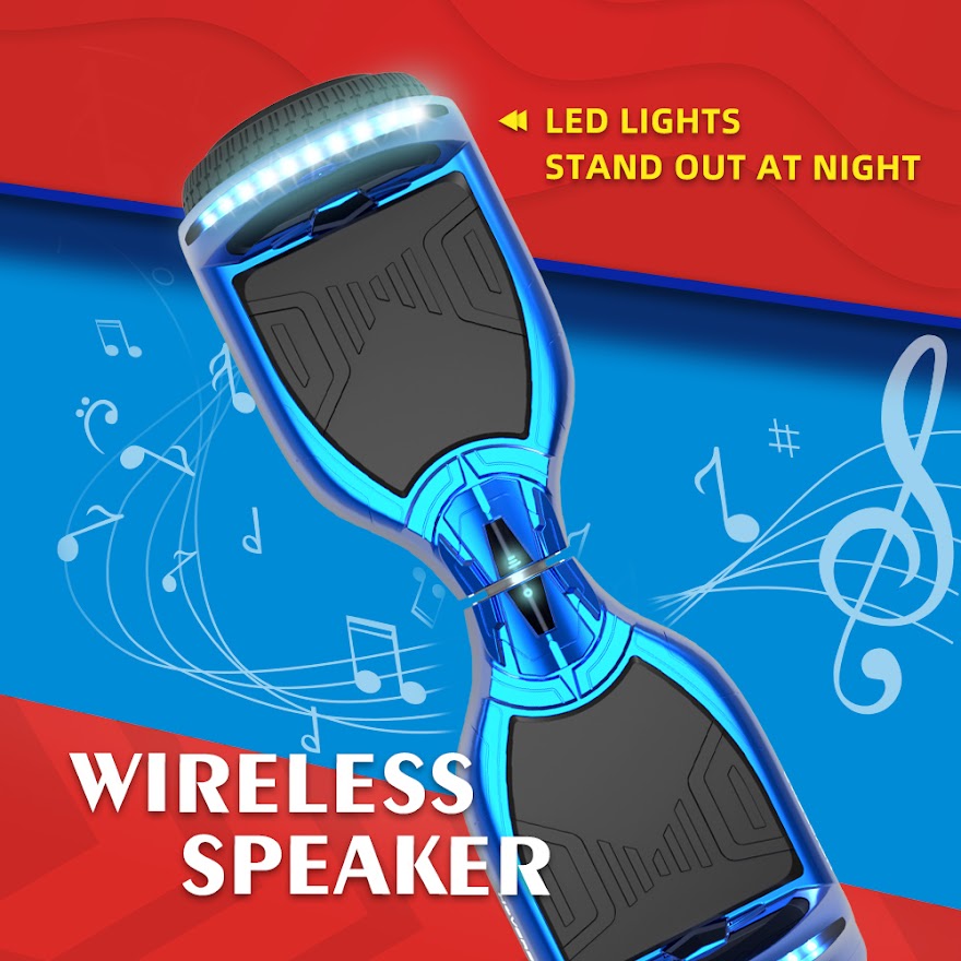 Newest Electric Hoverboard Dual Motors Two Wheels Hover Board Smart Self Balancing Scooter with Built-in Bluetooth Speaker LED Lights for Adults