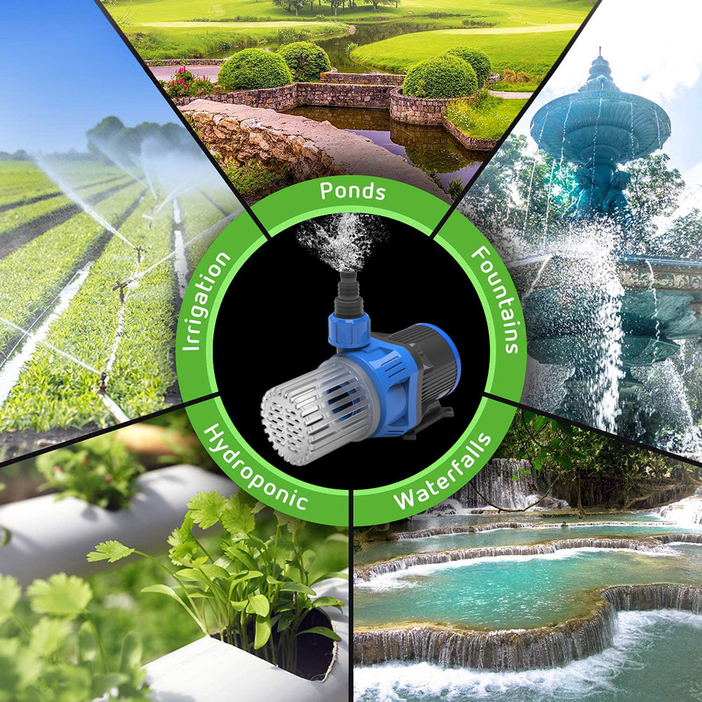 Variable Water Pump, Aquariums Ultra Quiet Circulation Amphibious Pump for Aquarium, Fish Tank, Pond and Fountain, - 3170GPH