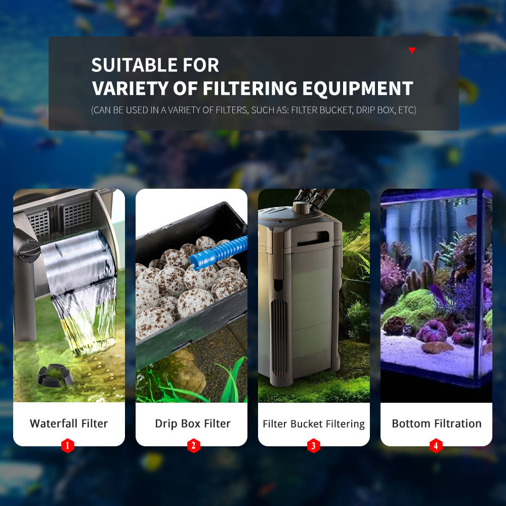 Aquarium Filter Media Porous Balls (Net Weight 5.5 lbs) Grey - 3DS Ceramic, 2 Bags/Pack