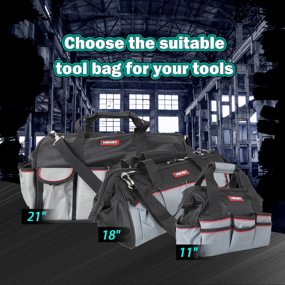 KAPAS Wide Mouth Tool Bag, Tote Bag Made by Water Proof Material and Wear-Resisting Hard Base (21-Inch)