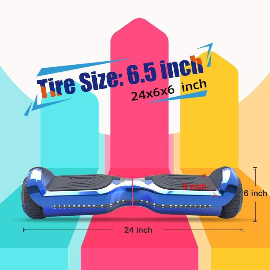 Hoverstar 6.5'' Hoverboard with Front/Back LED & Bluetooth Speaker, Self-Balance Flash Wheel, UL Chrome Blue