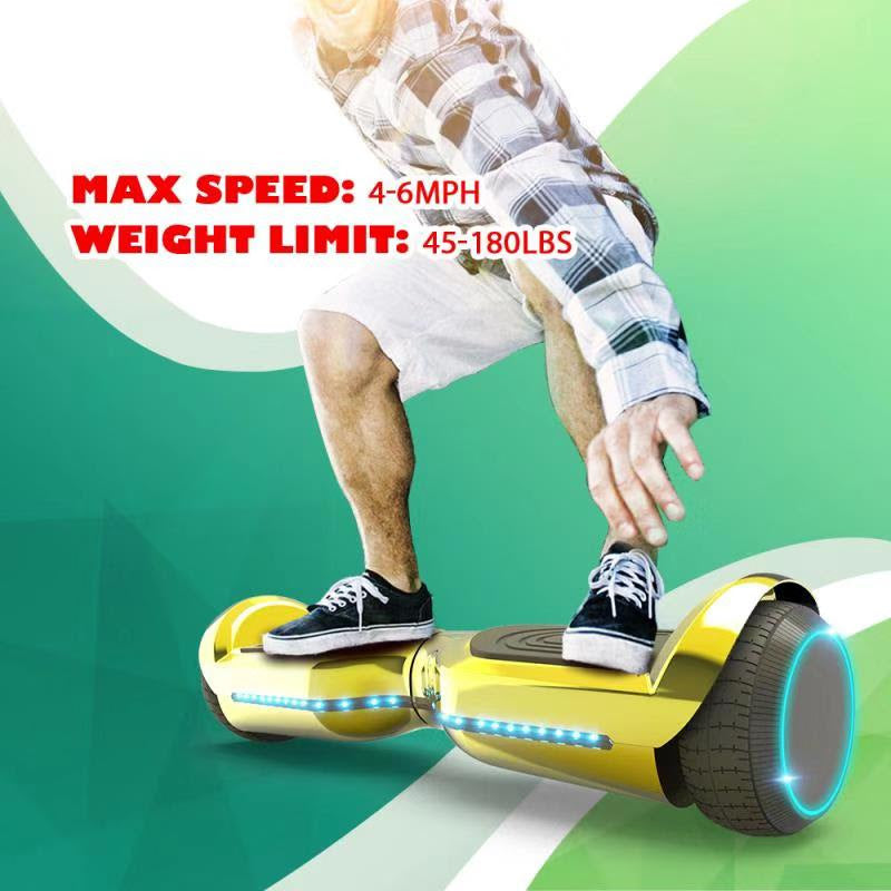 6.5'' Hoverboard with Front/Back LED & Bluetooth Speaker, Self-Balance Flash Wheel, UL Chrome Gold