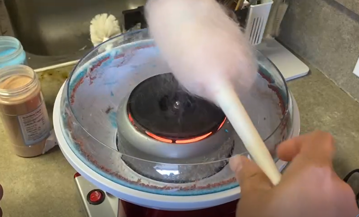 KAPAS Cotton Candy Maker,Red Candyfloos Machine with Sucker for Kid's Party, Holidays.