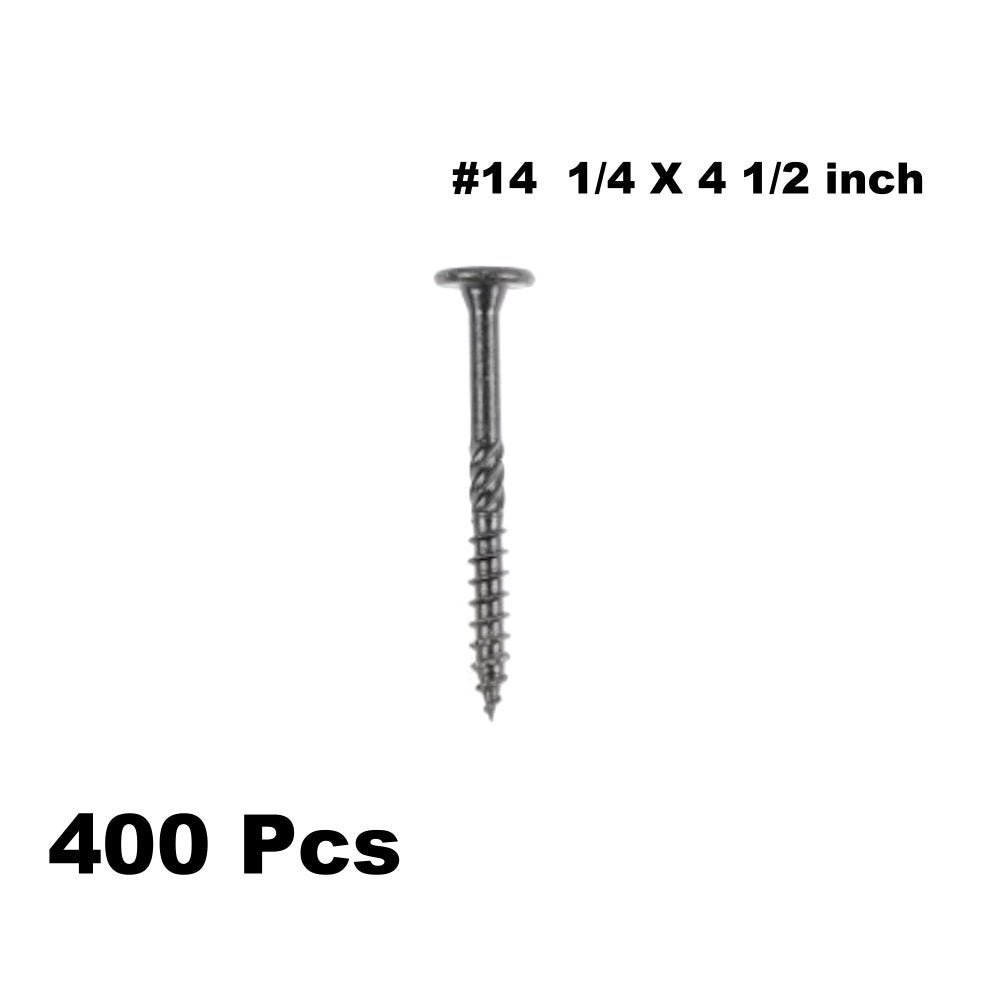 KAPAS Decking/Fencing Wood Screws #14 1/4 X 4 1/2” Flat Head, T30 Torx Drive (400 Pcs with 8pcs T30 Torx Drive)
