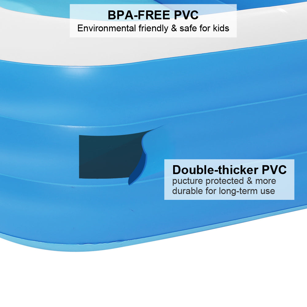 6 Person Large Inflatable Swimming/Ball Pool 120"x72"x22" 0.3mm PVC Thickness