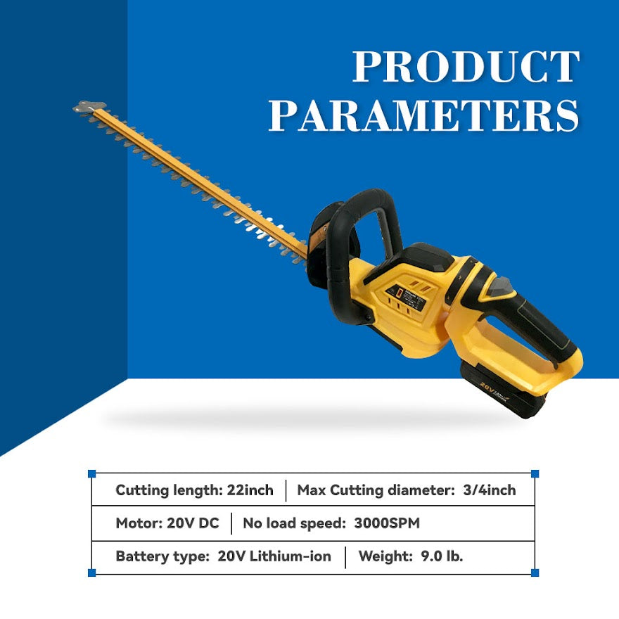 ZEGJAW 20V Cordless Hedge Trimmer with 22inch Dual Action Blade, Comfortable Grip Handle, Include 20V Removable Battery