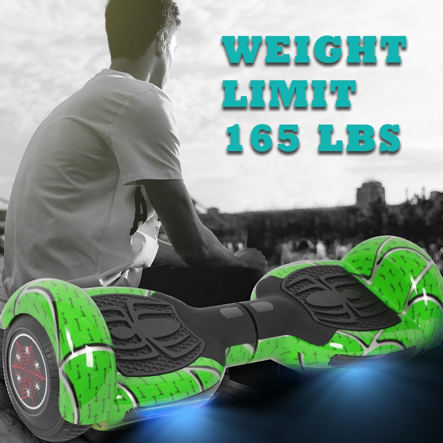 Spider Hoverboard Self Balancing Scooter 6.5" Two-Wheel Hoverboards with Bluetooth Speaker and LED Lights Electric Scooter for Kids and Adult