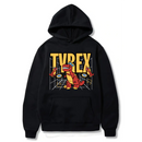 Carton Trex with Hat Logo Design. Ezwear Casual Hooded Sweatshirts, Long Sleeve Pullovers with Drawstring, Slight Stretch, Solid Color, Loose Fit,Daily Wear-Summer-Winter, 60% Cotton 40% Polyester, provide hoodies for McDonald's in the US