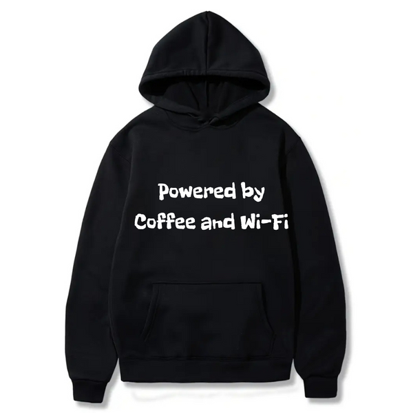 Power by coffee and Wi-fi Logo Design. Ezwear Casual Hooded Sweatshirts, Long Sleeve Pullovers with Drawstring, Slight Stretch, Solid Color, Loose Fit,Daily Wear-Summer-Winter, 60% Cotton 40% Polyester, provide hoodies for McDonald's in the US