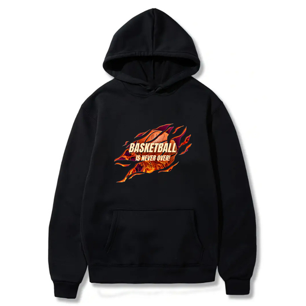 "Basketball is never over " Logo Design. Ezwear Casual Hooded Sweatshirts, Long Sleeve Pullovers with Drawstring, Slight Stretch, Solid Color, Loose Fit,Daily Wear-Summer-Winter, 60% Cotton 40% Polyester, provide hoodies for McDonald's in the US