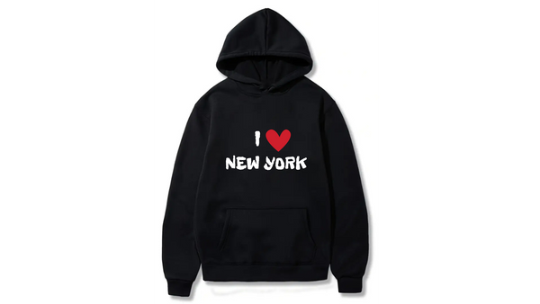 I Love New York Design. Ezwear Casual Hooded Sweatshirts, Long Sleeve Pullovers with Drawstring, Slight Stretch, Solid Color, Loose Fit,Daily Wear-Summer-Winter, 60% Cotton 40% Polyester, provide hoodies for McDonald's in the US