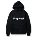 Stay Real Logo Design. Ezwear Casual Hooded Sweatshirts, Long Sleeve Pullovers with Drawstring, Slight Stretch, Solid Color, Loose Fit,Daily Wear-Summer-Winter, 60% Cotton 40% Polyester, provide hoodies for McDonald's in the US