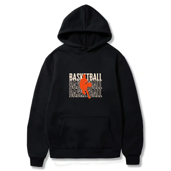 "Basketball " Logo Design. Ezwear Casual Hooded Sweatshirts, Long Sleeve Pullovers with Drawstring, Slight Stretch, Solid Color, Loose Fit,Daily Wear-Summer-Winter, 60% Cotton 40% Polyester, provide hoodies for McDonald's in the US