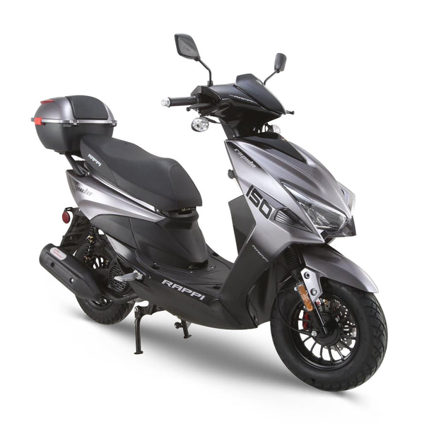 RAPPI RAPIDO-150 Silver 150CC Gas Motorcycle Adult Eqquipped Trunk, 4 Stroke, Single Cylinder, CVT