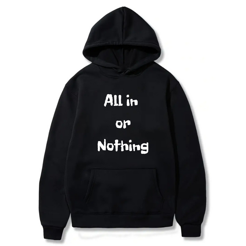 All in or Nothing Logo Design. Ezwear Casual Hooded Sweatshirts, Long Sleeve Pullovers with Drawstring, Slight Stretch, Solid Color, Loose Fit,Daily Wear-Summer-Winter, 60% Cotton 40% Polyester, provide hoodies for McDonald's in the US