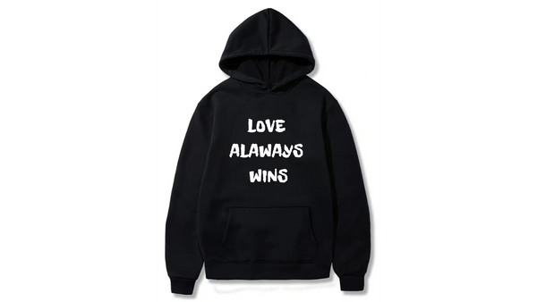 Love always Wins Design. Ezwear Casual Hooded Sweatshirts, Long Sleeve Pullovers with Drawstring, Slight Stretch, Solid Color, Loose Fit,Daily Wear-Summer-Winter, 60% Cotton 40% Polyester, provide hoodies for McDonald's in the US