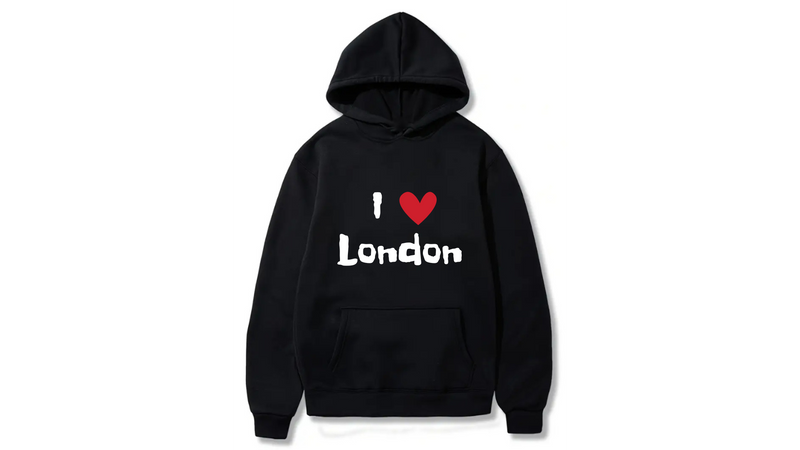 I Love London Design. Ezwear Casual Hooded Sweatshirts, Long Sleeve Pullovers with Drawstring, Slight Stretch, Solid Color, Loose Fit,Daily Wear-Summer-Winter, 60% Cotton 40% Polyester, provide hoodies for McDonald's in the US