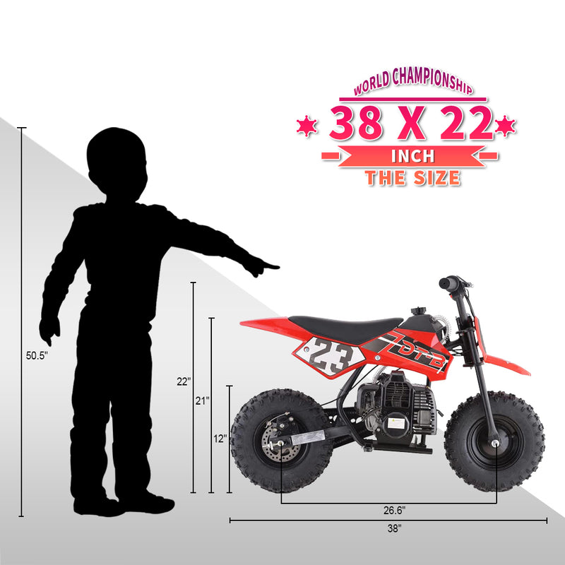 Mini Gas Power Dirt Bike, Motorcycle Ride-on 49cc 2 Stroke (Oil Mix Required) Red