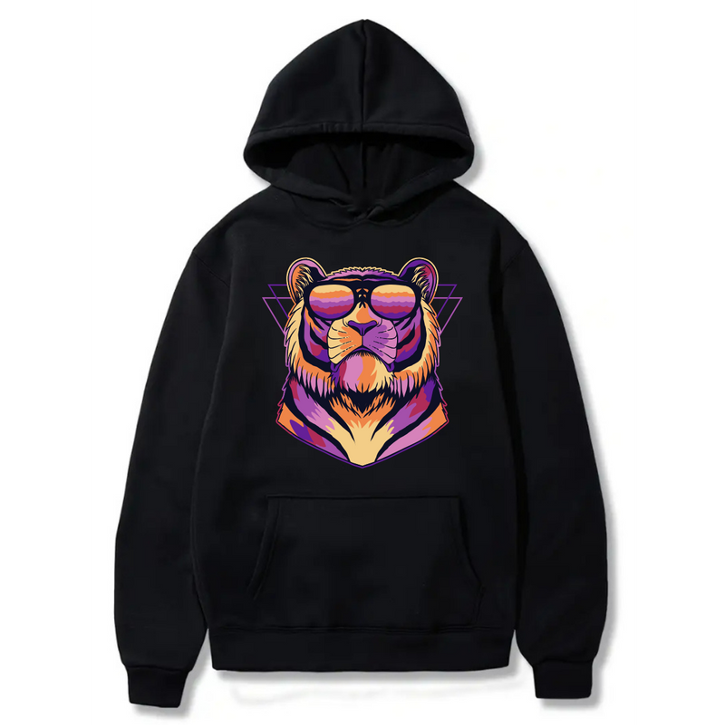 Lion Logo Design. Ezwear Casual Hooded Sweatshirts, Long Sleeve Pullovers with Drawstring, Slight Stretch, Solid Color, Loose Fit,Daily Wear-Summer-Winter, 60% Cotton 40% Polyester, provide hoodies for McDonald's in the US