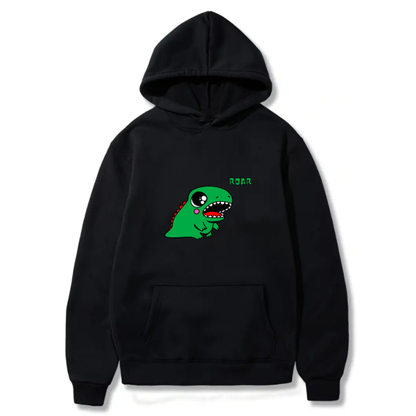 Tiny Trex with Roar Logo Design. Ezwear Casual Hooded Sweatshirts, Long Sleeve Pullovers with Drawstring, Slight Stretch, Solid Color, Loose Fit,Daily Wear-Summer-Winter, 60% Cotton 40% Polyester, provide hoodies for McDonald's in the US