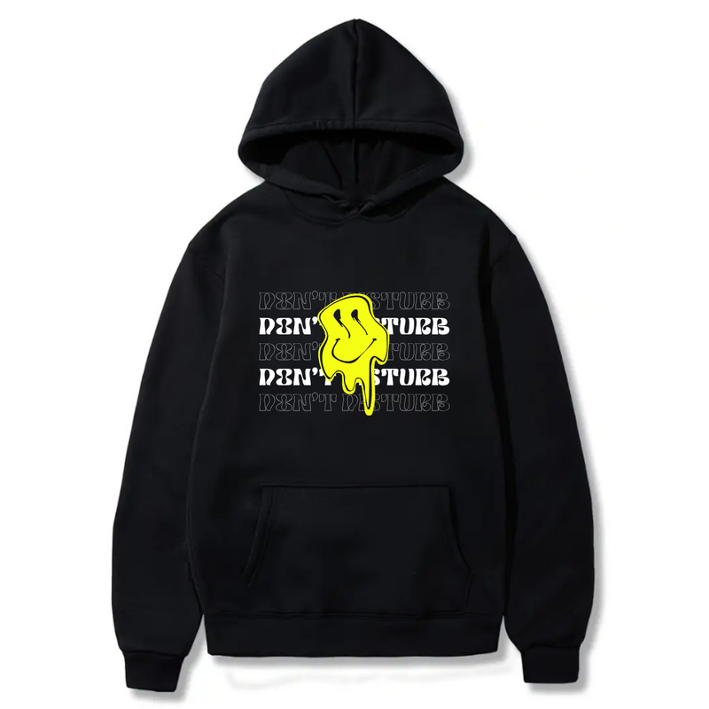 Don't Disturb Logo Design. Ezwear Casual Hooded Sweatshirts, Long Sleeve Pullovers with Drawstring, Slight Stretch, Solid Color, Loose Fit,Daily Wear-Summer-Winter, 60% Cotton 40% Polyester, provide hoodies for McDonald's in the US