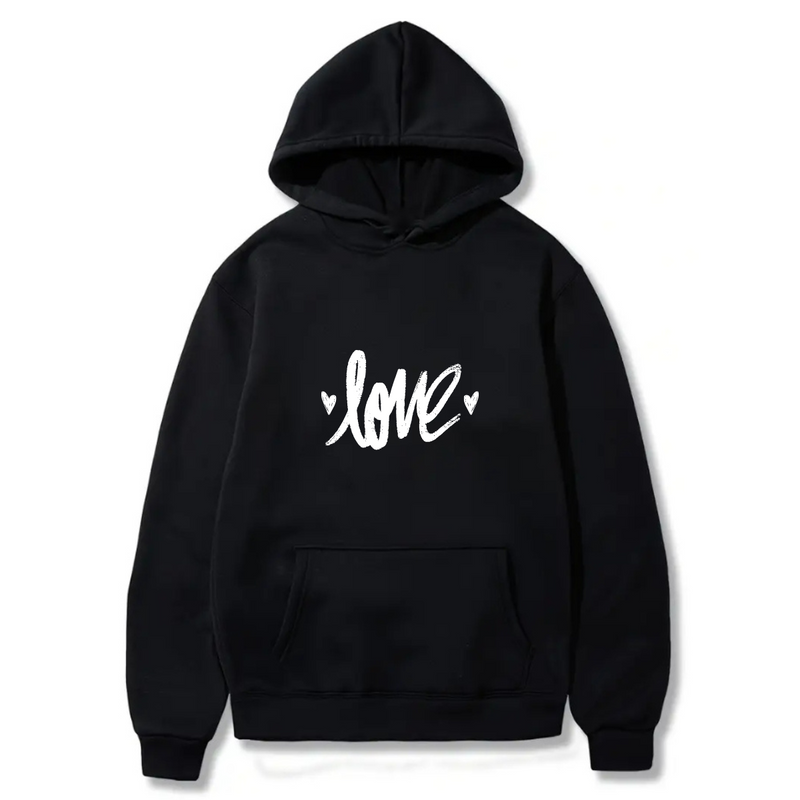 "Love" Logo Design. Ezwear Casual Hooded Sweatshirts, Long Sleeve Pullovers with Drawstring, Slight Stretch, Solid Color, Loose Fit,Daily Wear-Summer-Winter, 60% Cotton 40% Polyester, provide hoodies for McDonald's in the US