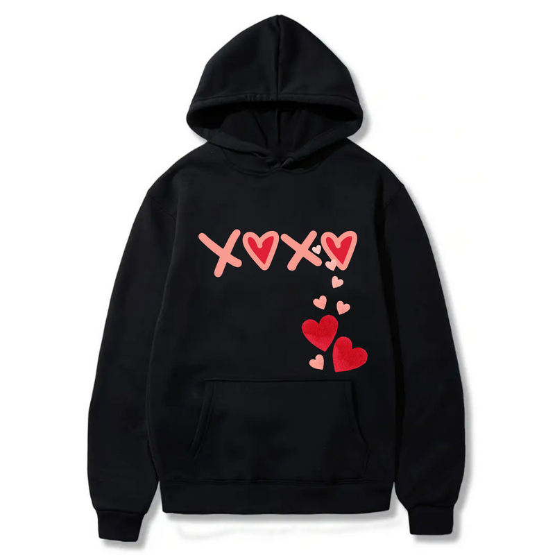 Happy Valentine's Day Love Icon logo Design.  Logo Design. Ezwear Casual Hooded Sweatshirts, Long Sleeve Pullovers with Drawstring, Slight Stretch, Solid Color, Loose Fit,Daily Wear, 60% Cotton 40% Polyester, provide hoodies for McDonald's in the US