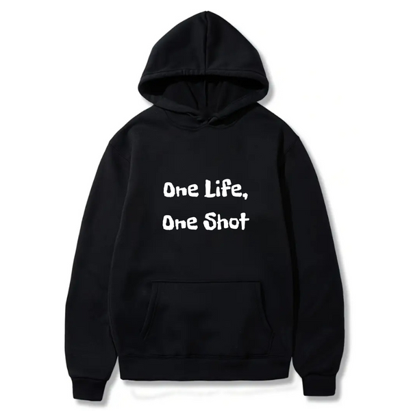 One life, One shot Logo Design. Ezwear Casual Hooded Sweatshirts, Long Sleeve Pullovers with Drawstring, Slight Stretch, Solid Color, Loose Fit,Daily Wear-Summer-Winter, 60% Cotton 40% Polyester, provide hoodies for McDonald's in the US