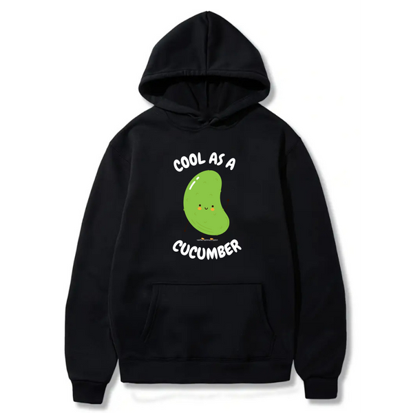 Cool as a Cucumber Logo Design. Ezwear Casual Hooded Sweatshirts, Long Sleeve Pullovers with Drawstring, Slight Stretch, Solid Color, Loose Fit,Daily Wear-Summer-Winter, 60% Cotton 40% Polyester, provide hoodies for McDonald's in the US