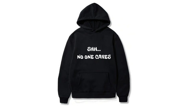 Shhh... No One Cares Design. Ezwear Casual Hooded Sweatshirts, Long Sleeve Pullovers with Drawstring, Slight Stretch, Solid Color, Loose Fit,Daily Wear-Summer-Winter, 60% Cotton 40% Polyester, provide hoodies for McDonald's in the US