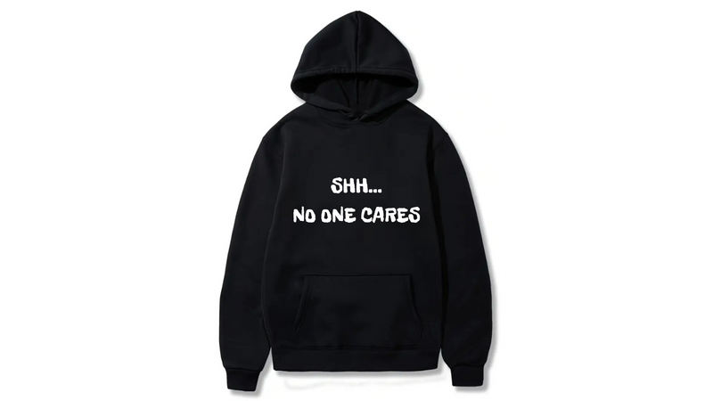 Shhh... No One Cares Design. Ezwear Casual Hooded Sweatshirts, Long Sleeve Pullovers with Drawstring, Slight Stretch, Solid Color, Loose Fit,Daily Wear-Summer-Winter, 60% Cotton 40% Polyester, provide hoodies for McDonald's in the US