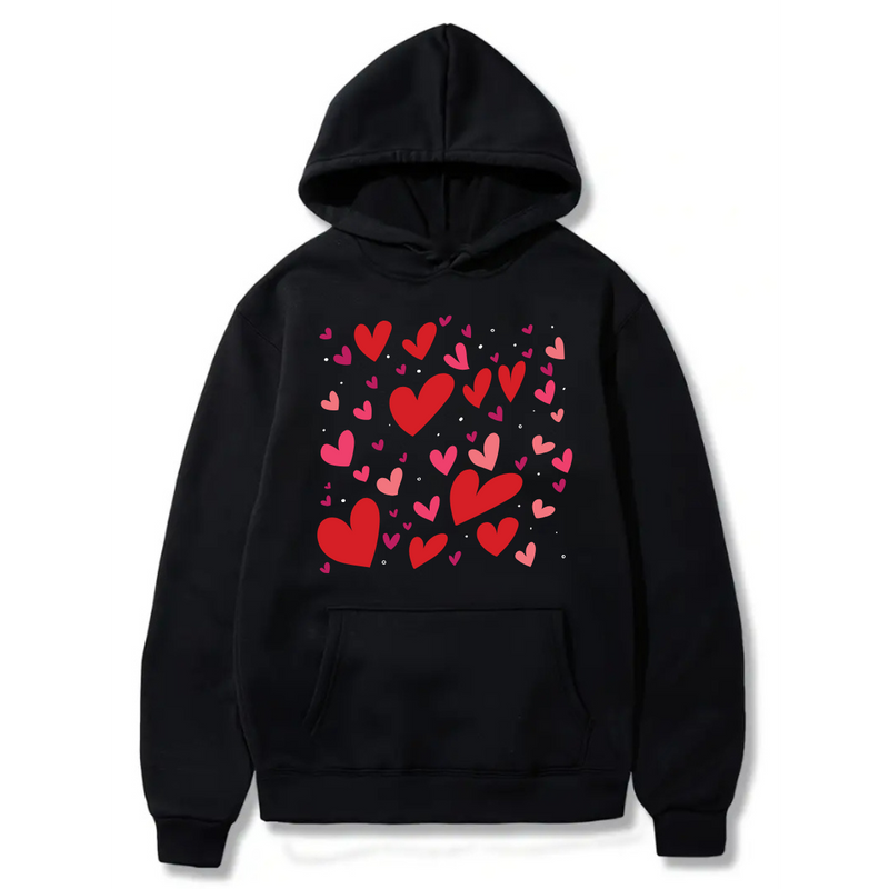 Happy Valentine's Day Love Icon logo Design.  Logo Design. Ezwear Casual Hooded Sweatshirts, Long Sleeve Pullovers with Drawstring, Slight Stretch, Solid Color, Loose Fit,Daily Wear, 60% Cotton 40% Polyester, provide hoodies for McDonald's in the US