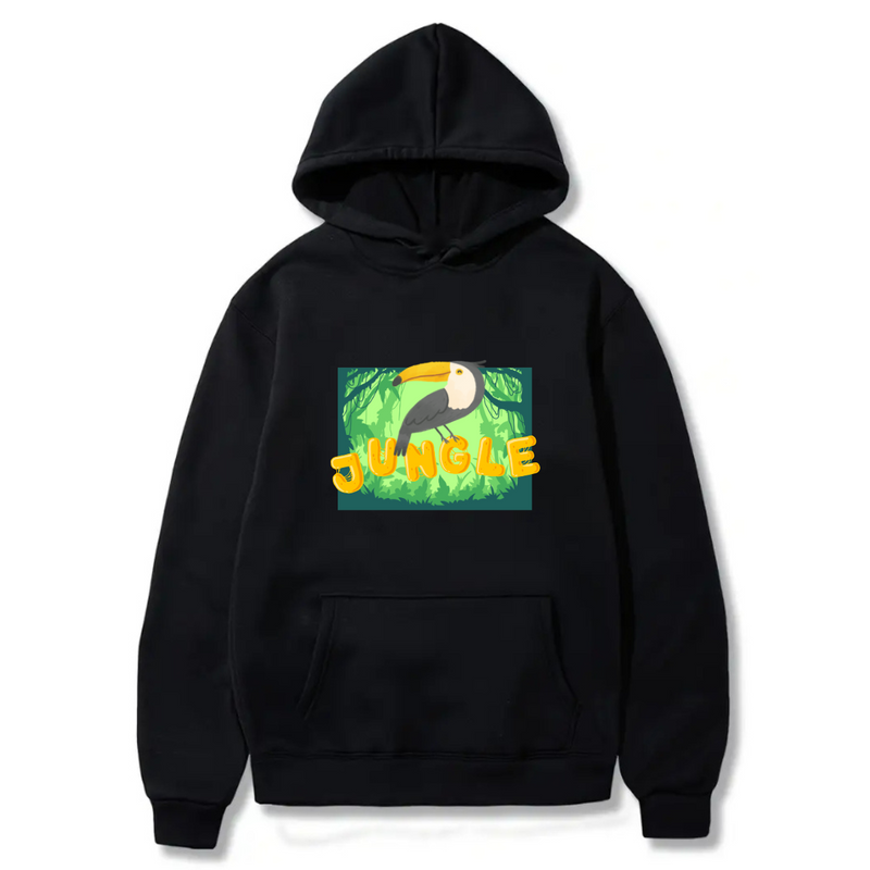 Jungle Logo Design. Ezwear Casual Hooded Sweatshirts, Long Sleeve Pullovers with Drawstring, Slight Stretch, Solid Color, Loose Fit,Daily Wear-Summer-Winter, 60% Cotton 40% Polyester, provide hoodies for McDonald's in the US