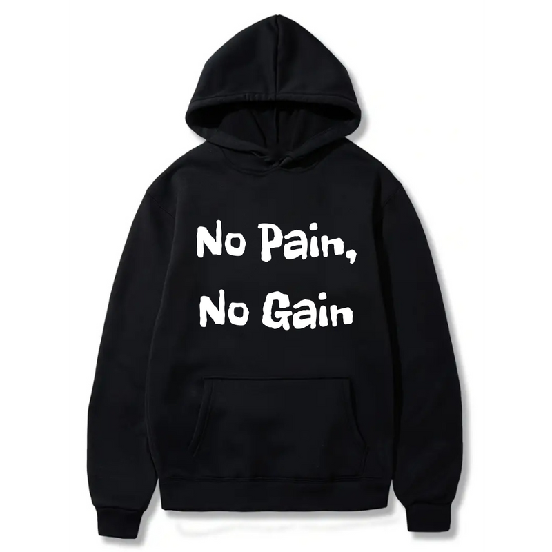 No Pain,No Gain Logo Design. Ezwear Casual Hooded Sweatshirts, Long Sleeve Pullovers with Drawstring, Slight Stretch, Solid Color, Loose Fit,Daily Wear-Summer-Winter, 60% Cotton 40% Polyester, provide hoodies for McDonald's in the US