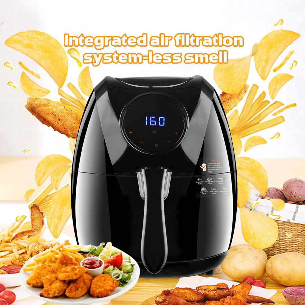 Electric Air Fryer, 4.8 Quarts,7-in-1 One-Touch Screen Cook Presets-Black