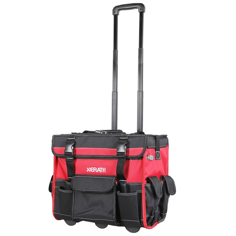 KAPAS 18 inch Quality Rolling Tool Bag with Handle, Strengthen Load Bearing, Silent Pulley, Multiple Pockets, Suitable for Electricians, Handymen, Larger Capacity Tool Bag