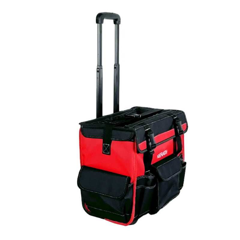 KAPAS 18 inch Quality Rolling Tool Bag with Handle, Strengthen Load Bearing, Silent Pulley, Multiple Pockets, Suitable for Electricians, Handymen, Larger Capacity Tool Bag