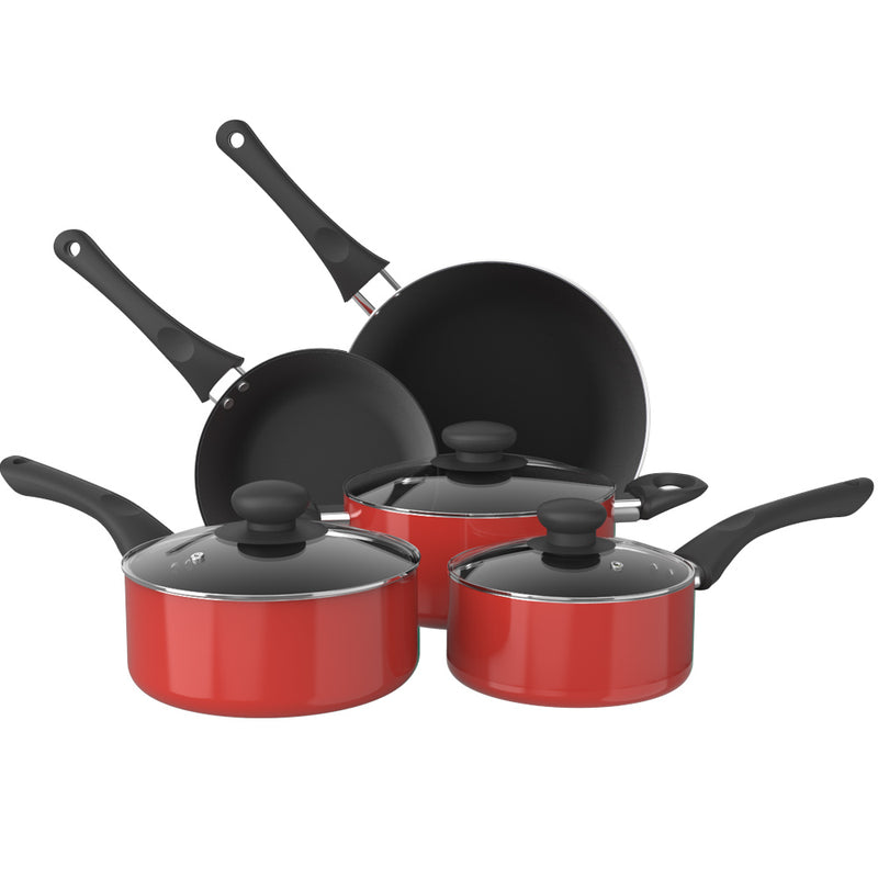 Aluminum Alloy Non-Stick Cookware Set, Pots and Pans - 8-Piece Set (Red)