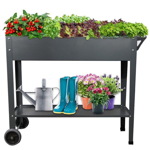 Raised Planter Box with Legs Outdoor Elevated Garden Bed On Wheels for Vegetables Flower Herb Patio