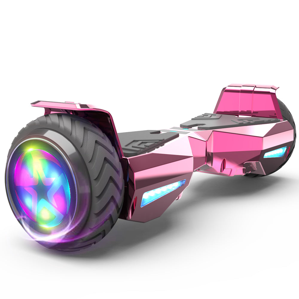 H-Warrior Hoverboard with LED Wheels, Bluetooth Speaker | Chrome Pink