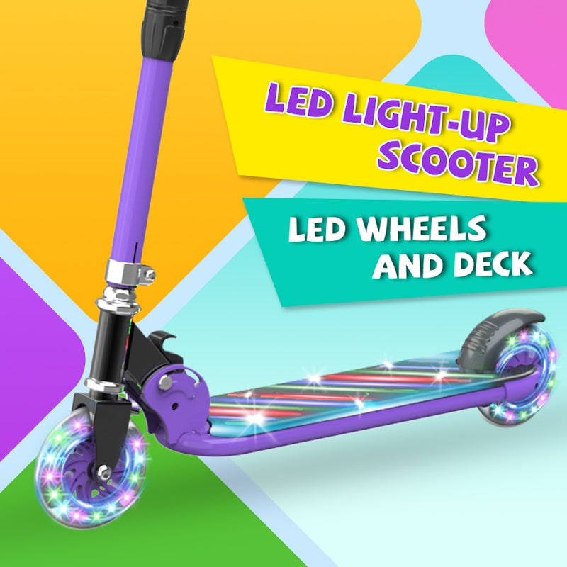 HOVERSTAR Kick Scooter for Kids, LED Light Up Wheels and Pedal, 3 Adjustable Height(27, 29, 31inch) Suitable for Children of More Ages